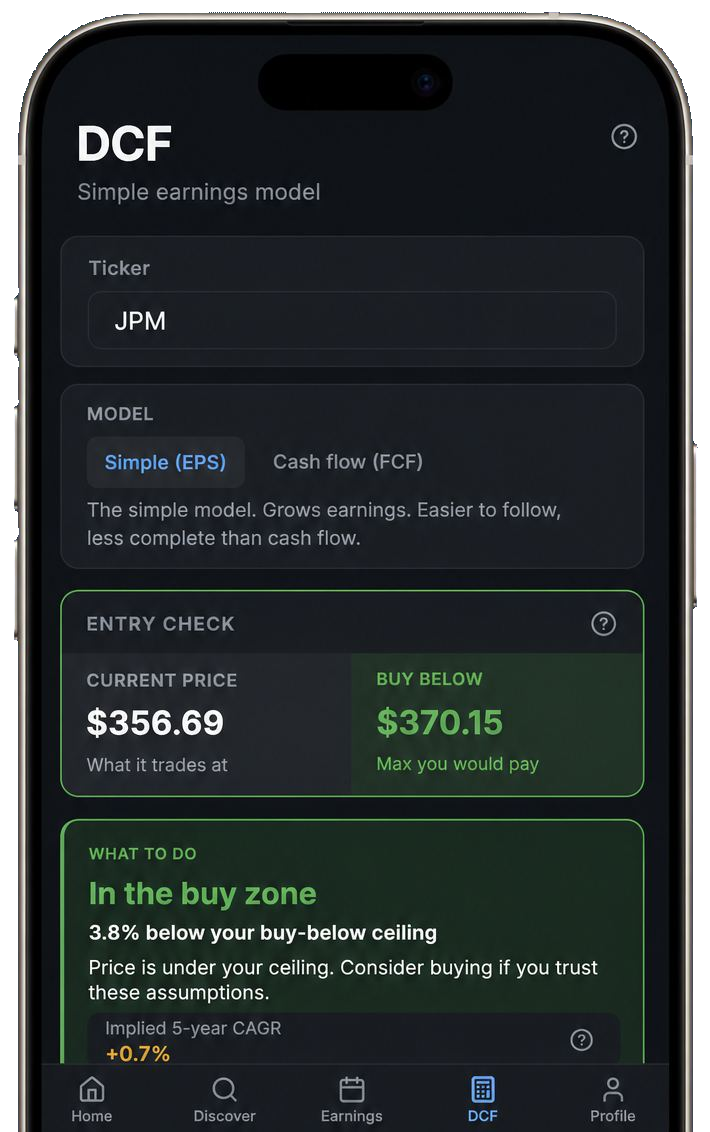 Finorify DCF entry check for JPM